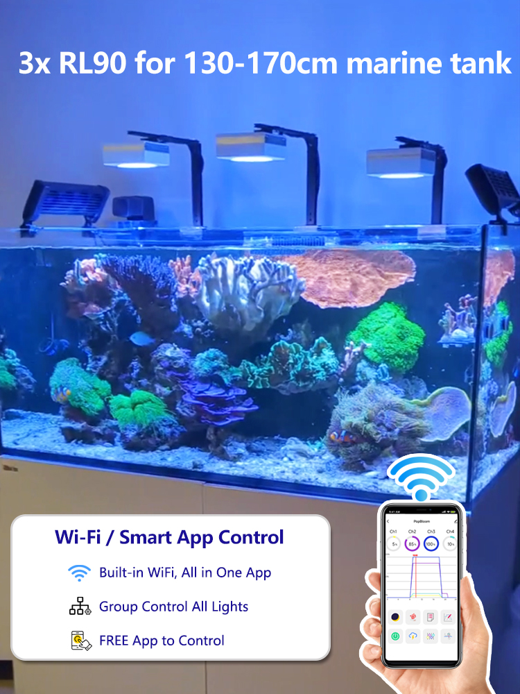 Marine X Aquarium - 3 x PopBloom WiFi LED Aquarium