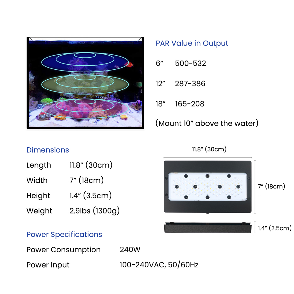 A8SE II Max And Blue 240W Full - огляд і ціна Aquarium Blue Marine Reef