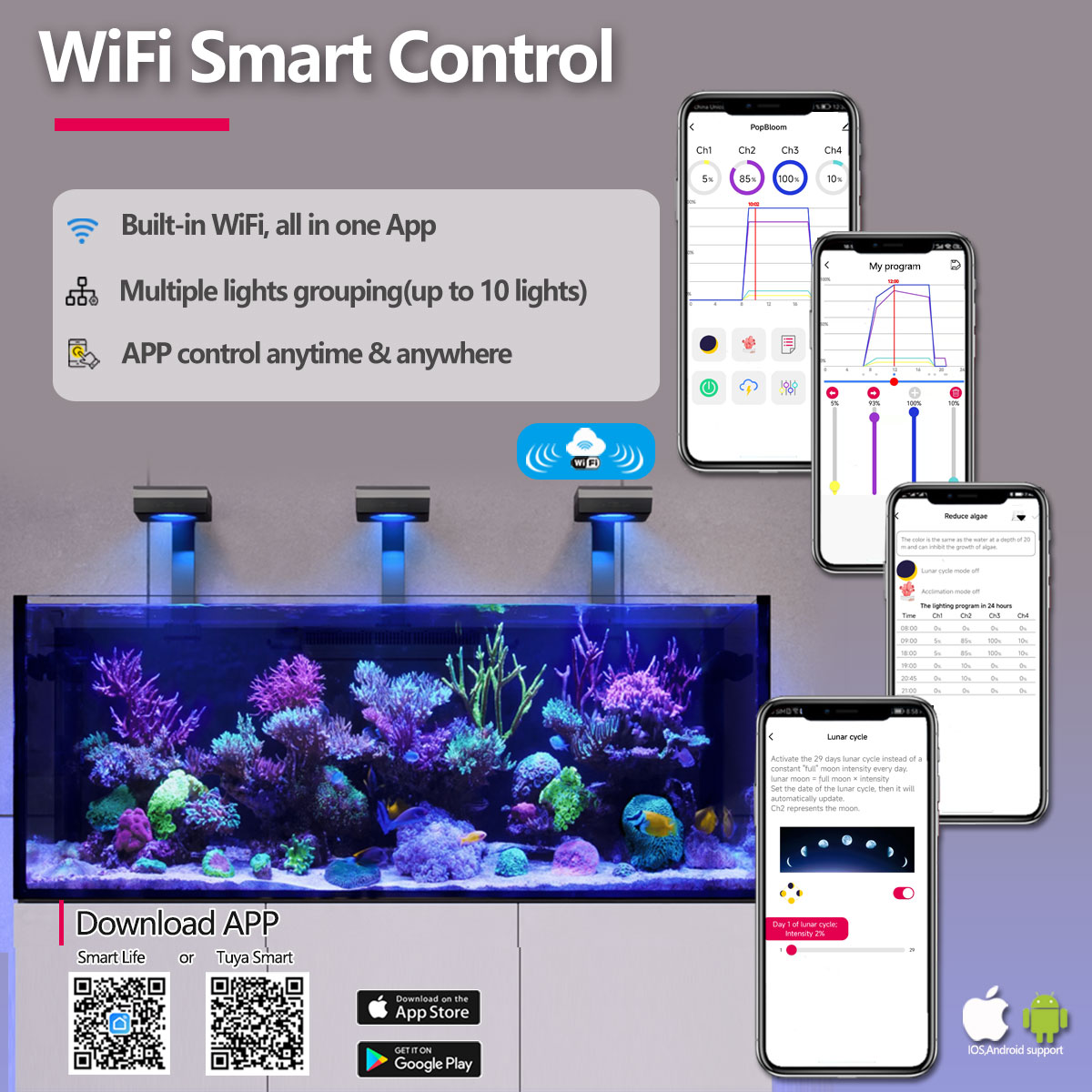 3 x PopBloom WiFi LED Aquarium - огляд і ціна Marine X Aquarium